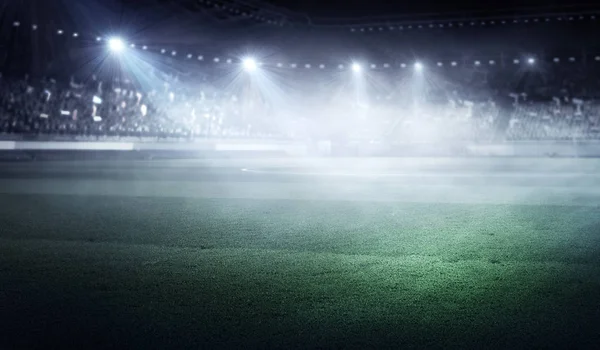 Ködös focipálya. Vegyes technika — Stock Fotó