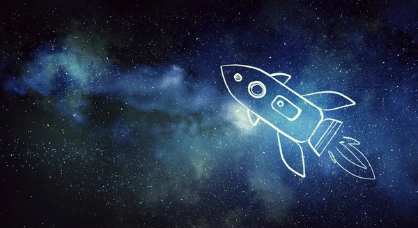 Rocket cartoon image . Mixed media — Stock Photo, Image