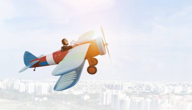 Çizilmiş uçak kadında. Karma ortam. Karışık teknik