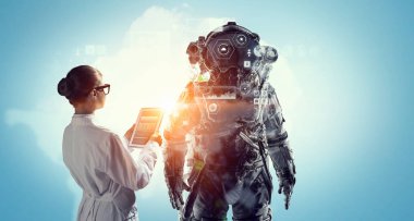 Uzay elbisesi tasarımı bilim adamları. Karma ortam. Karışık teknik