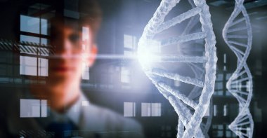 Yakışıklı doktor portresi. Karışık teknik