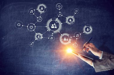 Kablosuz bağlantı ve yeni teknoloji kavramı. Karma ortam. Karışık teknik