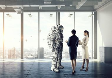 Uzay elbisesi tasarımı bilim adamları. Karma ortam. Karışık teknik