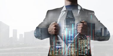 Şehir guardiance süper adam. Karışık teknik