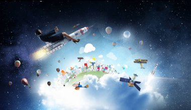 Kadın binicilik füze. Karma ortam. Karışık teknik