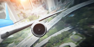 Uçağı gök yüksek. Karma ortam. Karışık teknik