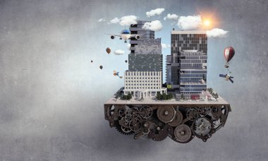 Mini şehir tasarım. Karışık teknik