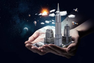 İnşaat geliştirme projesi sunulması. Karışık teknik