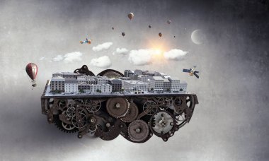 Mini şehir tasarım. Karışık teknik