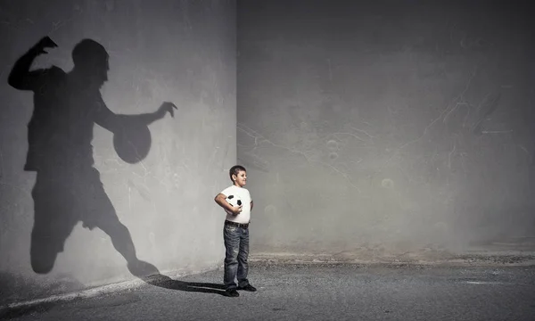 He will be soccer champion . Mixed media — Stock Photo, Image