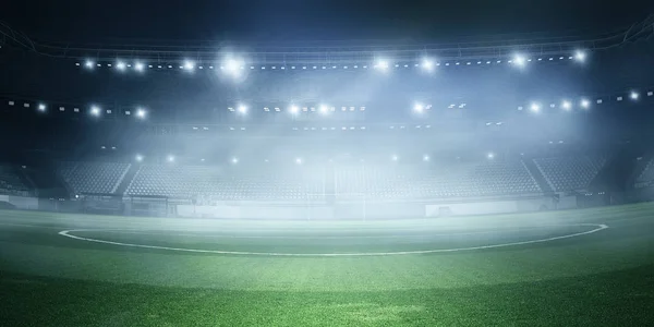 Mlhavo fotbalové hřiště. Kombinovaná technika — Stock fotografie