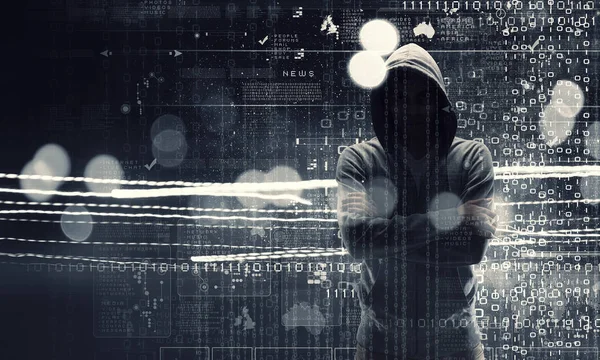 Esteja ciente de ataque de hackers. Mídia mista. Mídia mista — Fotografia de Stock