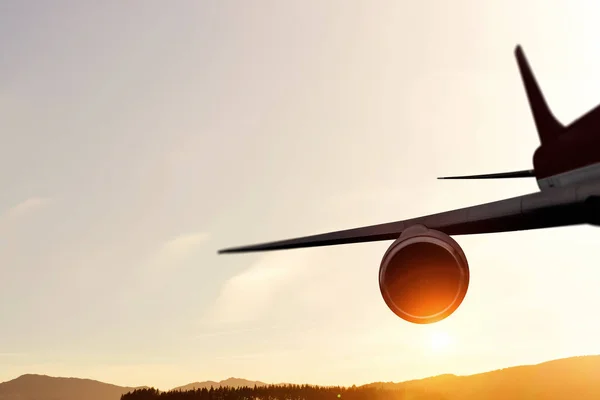 Avión surfeando el cielo. Medios mixtos. Medios mixtos — Foto de Stock