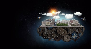 Mini şehir tasarım. Karışık teknik