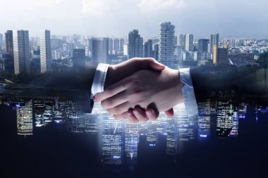 İş karşılıklı anlaşma sembolü olarak. Karışık teknik