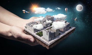 İnşaat geliştirme projesi sunulması. Karışık teknik