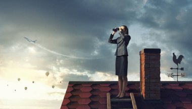 İleriye bakıyor. Karma ortam. Karışık teknik