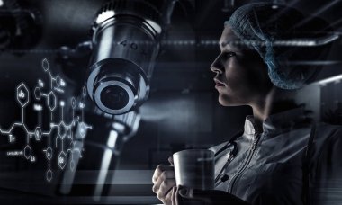 Kadın doktor portresi. Karışık teknik
