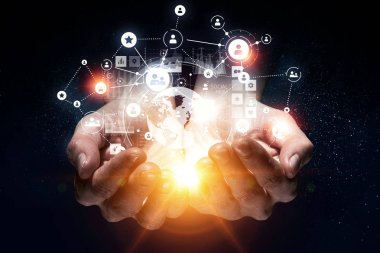 Sosyal ağ şeması. Karma ortam. Karışık teknik