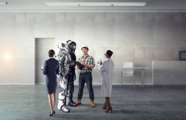 Uzay elbisesi tasarımı bilim adamları. Karma ortam. Karışık teknik