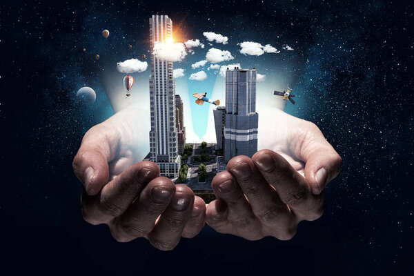 Mini city design . Mixed media