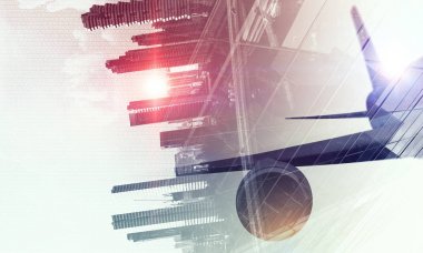 İş Merkezi arka plan. Karma ortam. Karışık teknik