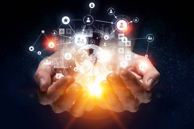 Sosyal ağ şeması. Karma ortam. Karışık teknik