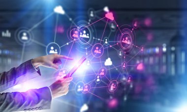 Kablosuz bağlantı ve yeni teknoloji kavramı. Karma ortam. Karışık teknik