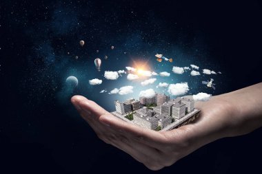 İnşaat geliştirme projesi sunulması. Karışık teknik