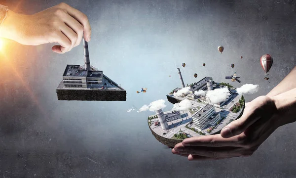 Concept van industriële bouw. Mixed media — Stockfoto