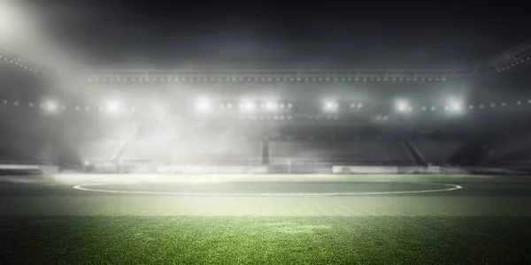 Campo de fútbol brumoso. Medios mixtos — Foto de Stock