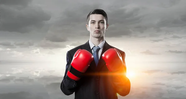 Mister boss ready to fight . Mixed media — Stock Photo, Image