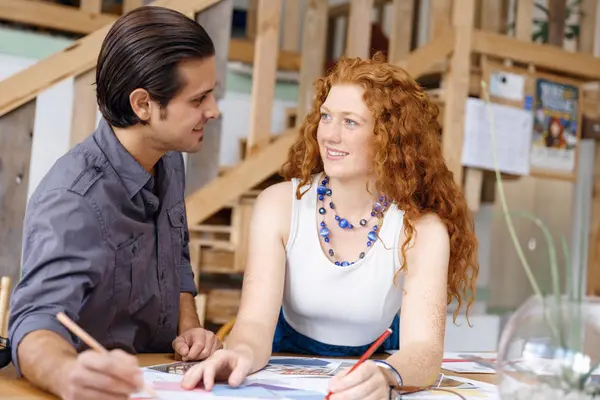 Two young architects in office — Stock Photo, Image