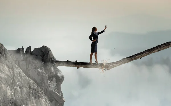 Woman doing amazing selfie — Stock Photo, Image