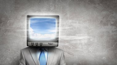 Başlı iş adamı izlemek. Karışık teknik