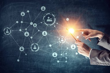 Kablosuz bağlantı ve yeni teknoloji kavramı. Karışık teknik