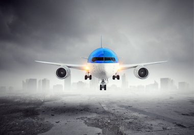 Uçak pist üzerinde. Karışık teknik