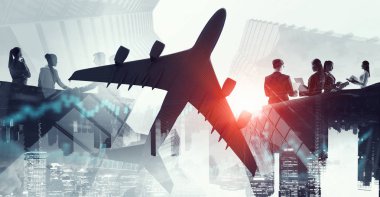 İş Merkezi arka plan. Karışık teknik