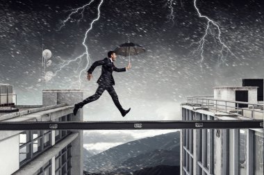 Korkusuz işadamı üstesinden zorluk. Karışık teknik