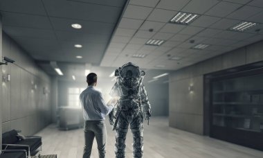 Uzay elbisesi tasarımı bilim adamları. Karışık teknik