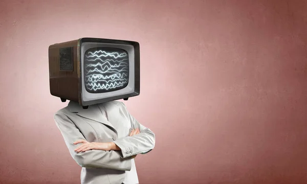 Televizyon bağımlılığı sorunu. Karışık teknik — Stok fotoğraf