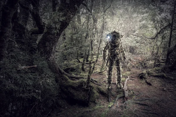 Astronauta en el bosque — Foto de Stock