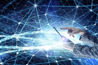 Kablosuz bağlantı ve yeni teknoloji kavramı. Karışık teknik