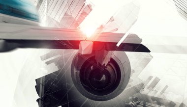 İş Merkezi arka plan. Karışık teknik