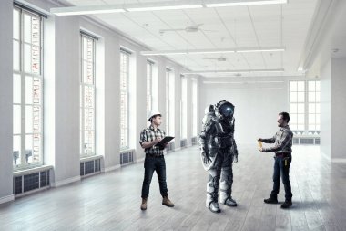 Uzay elbisesi tasarımı bilim adamları. Karışık teknik