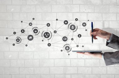 Kablosuz bağlantı ve yeni teknoloji kavramı. Karışık teknik