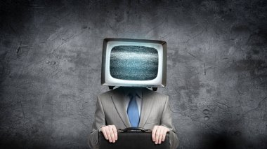 Başlı iş adamı izlemek. Karışık teknik