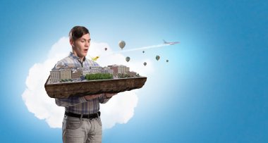 Yetişkin mühendis adam. Karışık teknik