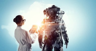 Uzay elbisesi tasarımı bilim adamları. Karışık teknik