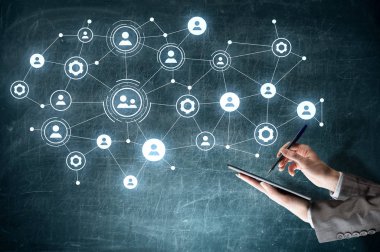 Kablosuz bağlantı ve yeni teknoloji kavramı. Karışık teknik